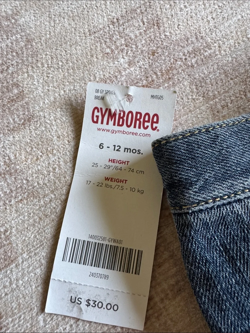Gymboree Long Denim Shorts with Pink & Teal Embroidery NWT size 6-12M